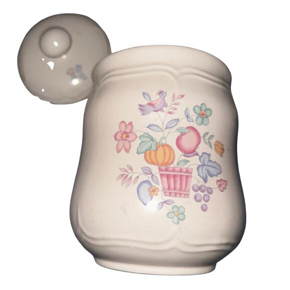 International China Stoneware Canister Set | 3-Piece Floral Bird Kitchen Decor - Picture 5 of 11